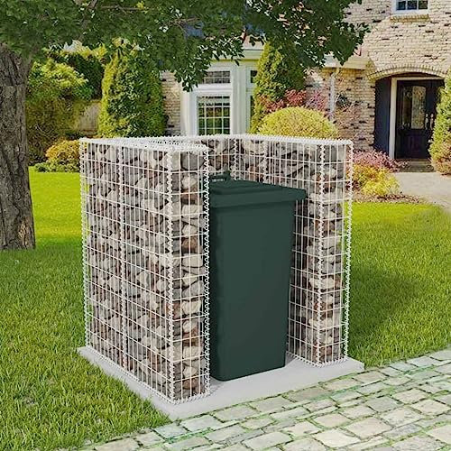 Homgoday Blumenkasten für den Außenbereich, Gabionen aus Stahlnetz für 1 Kästen, 110 x 100 x 120 cm, für den Außenbereich, Gabionen, Gabionen, Stein, Korb, Zaun, Garten, Gabione