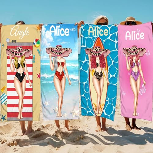 Qiqumax Personalisiert Strandtuch Mit Namen, Personalisiert Sexy Mädchen Handtuch Badetuch Mit Namen Anime Mädchen Mikrofaser Strandtuch Groß 100x200cm Badetuch (1,50 x 100 cm)