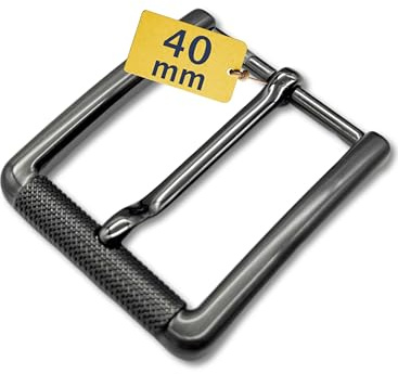 Cartvelli Premium Gürtelschnalle Herren 40mm breit Grau mit Laser Finish - Gürtelschließe für Gürtel von 38-40mm - hochwertige Metall-Legierung Ersatzschnalle Dunkelgrau GS40015-BG Brush Gun