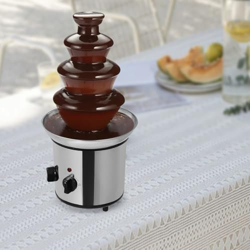 Schokoladebrunnen Maschine 4 stufig, Elektrische Schokofondue großem Fassungsvermögen 170W, Elektrisch Schokoladenfontäne Schokobrunnen, Schokobrunnen-Maschine 1.8L