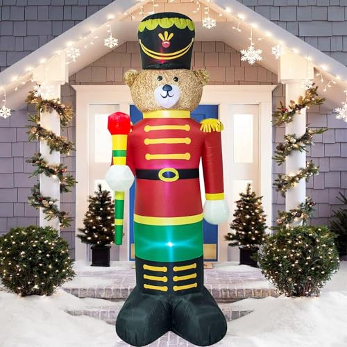 Ycolnaefllr 8 Foot Soldier Nutcracker Christmas Inflatable LED Light Up Decor Outdoor Holiday Decoration Blow Up Soldier Model Scene for Garden Indoor Porch Lighted Christmas Party