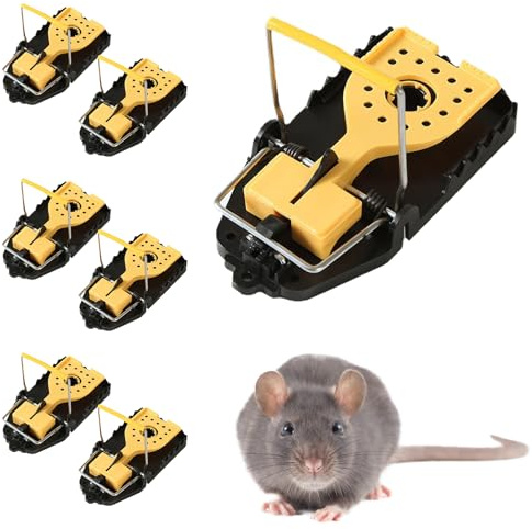 TIVUNORON 6 Stück Groß Mausefalle Schlagfalle, Plastik Mausefalle, 15.2 x 7.8 cm, Wieder Verwendbar Schlagfallen, Mouse Trap, mit Duftendes Design, Im Innen- und Außenbereich zu Verwenden