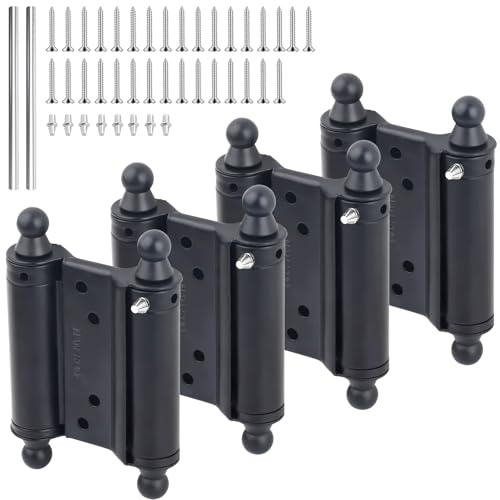4 Pack 3’’ Double Action Hinges, Double Swing Hinges Swinging Door Hinge Cafe Door Hinges, Stainless Steel Trap Door Hinges Spring Hinge (3’’)