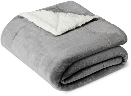 Amazon Basics Reversible Sherpa Fleece Sofa Throw Blanket, 127 x 152 cm, Dark Grey