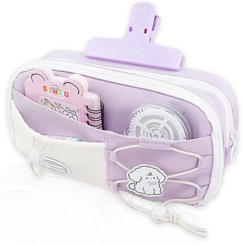 QYEHF Estuche Escolar,Estuche para lápices de Gran Capacidad, Cartuchera Escolar Niña,Estuche de Almacenamiento Alto,Adecuada para niñas de Oficina Escolar (Morado, 23 * 12 * 8cm)