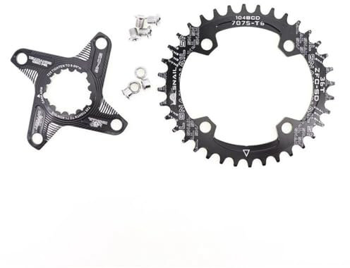 HESHUWEN Kettenblatt Ovales Kettenblatt 6 mm Offset 32T 34T 36 38 MTB Rennrad Direktmontage Kettenblatt 38 ZäHne(36T Black oval)