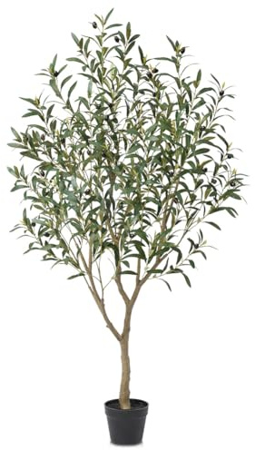 VeriNatural Olivenbaum Künstlich 150 cm Künstliche Pflanzen Groß – 40 Früchte & 856 Seide Blätter wie Echt mit Topf, UV-beständig Verstellbare – Kunstpflanze für Wohnzimmer Büro Balkon Deko, VN126