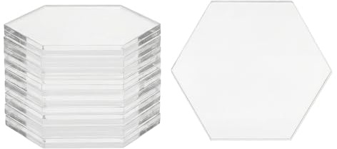 VASANA 10Pcs Clear Hexagon Acrylic Blank Place Cards Blank Guest Name Tiles Plates Table Seating Number Cards DIY Signs Decor for Wedding Reception Banquet Party
