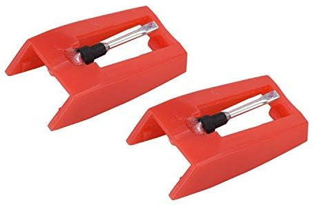Puntine per Giradischi Universali, Puntine per Giradischi, Ago per Giradischi, Stilo di Ricambio in Diamante per Giradischi, per Fonografi LP Giradischi in Vinile, Rosso, 2 Pezzi