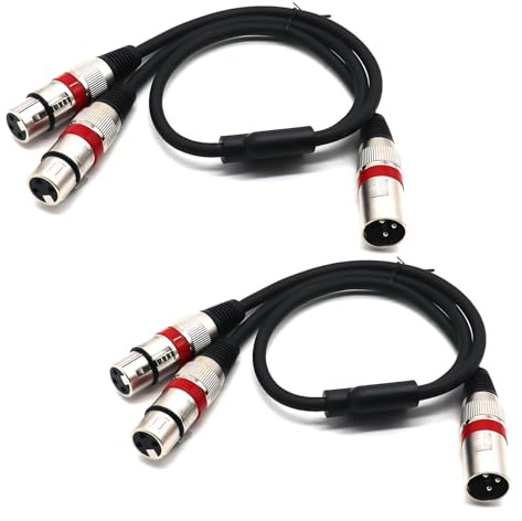 SiYear XLR-Splitter, symmetrisches Kabel, XLR-Stecker auf Dual-Buchse, 3-polig, Patch-Y-Kabel, Mikrofon-Splitter, Audio-Adapter, 50 cm, 2 Stück