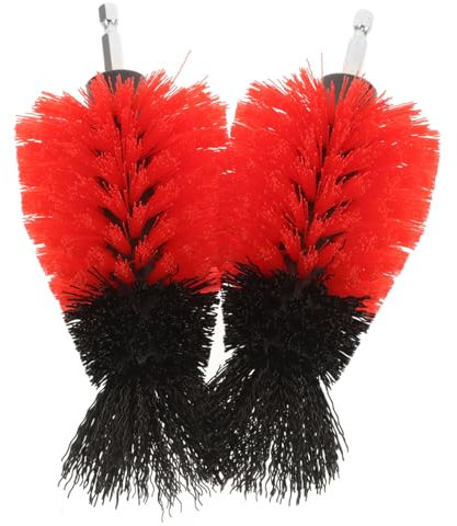 GOOHOCHY Drill Brush Attachment 2pcs 5-inch Tapered Ball Shape Red Cleaning Brush Heads Power Drill Scrubber Kit for Car Wheel Grille Air Vent Cleaning Compatible with