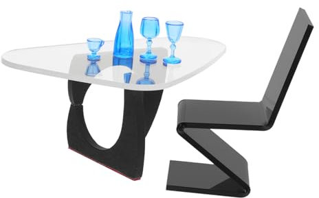 PHENOFICE Miniatur-beistelltisch Für Puppenhaus Mini-hausmöbel-Set Mit Stuhl Tasse Und Flasche-Modell Stabiles Dekorationsmöbel Für Miniaturen