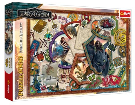 Trefl - How to Train Your Dragon, Helden - Puzzle 1000 Teile - Puzzle mit Zeichentrickfilmfiguren, für Erwachsene und Kinder ab 14 Jahren