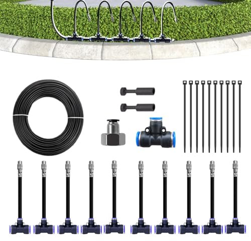 Uitseld Drip Irrigation System | Automatic Garden Watering System | Water-Saving Quick-Connect Raised Bed Watering Gardening Supplies for Greenhouse Balcony Plant Landscaping