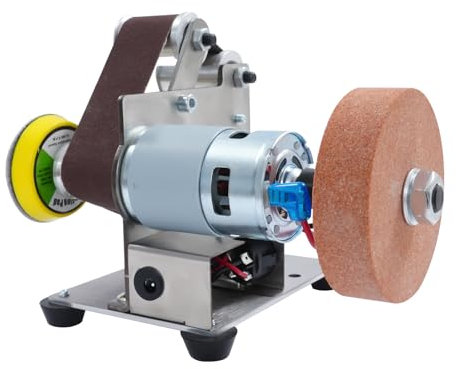 Levigatrice a nastro elettrica, 96 W, levigatrice a nastro, levigatrice a nastro fai da te, Mini Bench Belt Grinder, regolabile a 7 marce, multifunzione per levigatura di acciaio inossidabile, ferro