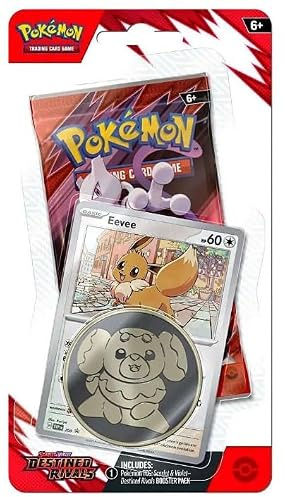 Pokemon TCG Trading Card Game Scarlet and Violet Destined Rival Single Pack Booster with Coin and Promo Card (Eevee)