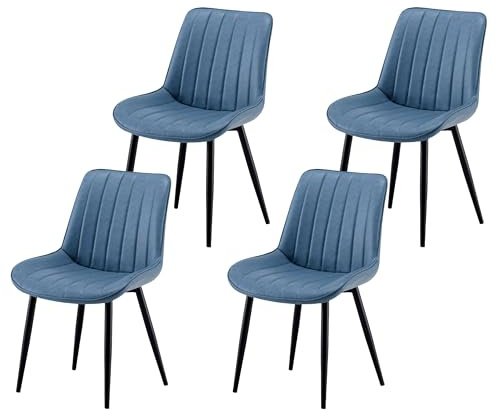 Garvishk Garvis Esszimmerstühle 4er Set Polsterstühle mit Sitzkissen künstlicher Stoff Küchenstuhl Wohnzimmerstuhl Schminktisch Stuhl ergonomischer Stuhl (Himmelblau)