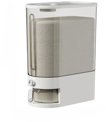 Large Rice Storage Container with One-Button Press Dispenser, Measuring Cup & Visual Window, Moisture Proof Cereal Storage Container for Dry Food, Grain Storage in Kitchen Pantry (Style 1,10kg)