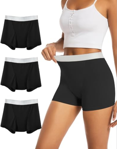 TIICHOO Periodenunterschwäsche Starke Blutung über Nacht Boxershorts Waschbare Inkontinenz Slip Damen 3er Pack