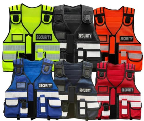 Gilet tactique haute visibilité en maille pour personnel d'événement, taille réglable, plusieurs poches, avec bande réfléchissante 3M et clips pour came corporelle, festivals, événements, concerts