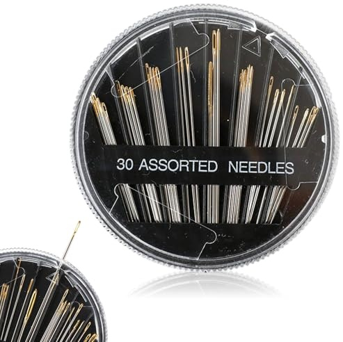 Funalix 30 Piezas Agujas de Coser de Alta Calidad, Agujas de Coser a Mano, Juego Completo con Diferentes Tamaños para Costura, Bordado y Reparación de Ropa y Tejidos (3-5 cm)