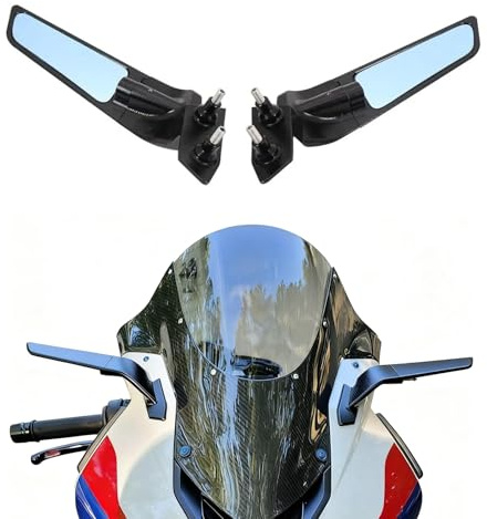 CNC Aluminum Rearview Mirrors Compatible with BMW S1000RR 2019-2025 Motorcycle Mirrors Adjustable Wind Wing Side Mirrors Anti-Glare Rearview Mirror Motorcycle Rear View Mirror 2019-2025
