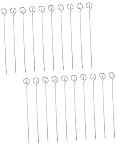 Veemoon 20 Brochettes pour Barbecue en Acier Inoxydable 222 CM Brochettes à Viande Résistantes Haute Température Accessoires Réutilisables pour Grillades en Extérieur