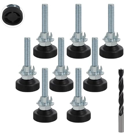 8 Piezas Patas Regulables Tornillos de Ajuste M8 x 50 MM Patas Regulables | Para Mesa Con Tuercas de Inserción Contratuercas y Brocas Para Metal Adecuado para Mesas Sillas Bancos Sofás
