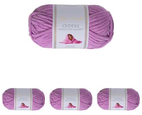 Utopia Crafts Ovillo Lana de Chenilla Gruesa Para Crochet y Tejer a Mano Lavender, 100 g/60 m, Esponjosa, Suave, Ideal Principiantes. Lavable a Máquina, Alternativa a Lana Animal (Paquete de 4)
