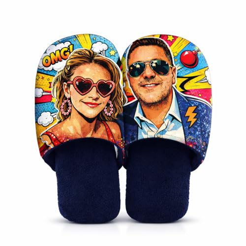 D&Vlab Ciabatte Calde Pantofole in Spugna Cotone da Uomo 36-45 Personalizzate con Foto Idea Regalo Anniversario per Lei e Lui San Valentino Coppia di Fidanzati Amore (Multi Color)