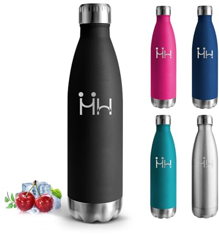 Botella Agua Acero Inoxidable, 500ml Botella Termica, sin BPA, A Prueba de Fugas, Termo Cafe, Mantiene 24H Frio/12H Calor, Cantimplora, Aislamiento al Vacío, para Picnic, Hogar, Escuela