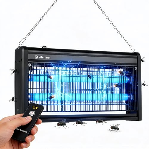 LEHMANN Lampe Anti Moustique Electrique, 30 W, Appareil Anti Mouches, Insectes, Moustiques sans Produits Chimiques, Commande à Distance, Silencieux, UV Tue Mouche pour Surfaces Jusqu’à 300 m²