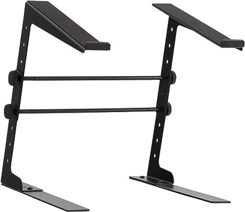 Pronomic LS-110 Supporto Laptop DJ Notebook Stand (Regolabile in Altezza, incl. morsetti di fissaggio, ideale per DJ e musicisti, materiale: acciaio) Nero