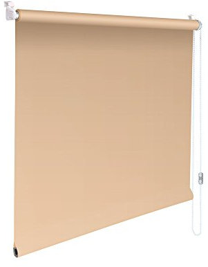 Original Easy-Shadow Mini Klemmfix Rollo Stoffmaß Breite 55 x 110 cm Höhe - BEIGE-KARAMELL blickdicht lichtdurchlässig Sichtschutz Sichtschutzrollo Kettenzugrollo Seitenzugrollo Mini-Rollo mit Kettenzug - Minirollo Klemmrollo ohne bohren inklusive Klemmträger Easy&Fix - Maßanfertigung