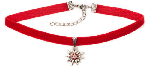 Herbert Hahn Modezubehör Trachten Kropfband - 50995/EDELWEISS - dunkelrot