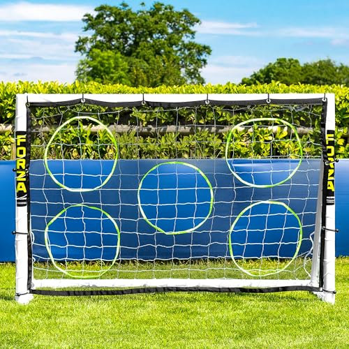 Forza Garten Fußballtor für Kinder und Erwachsene | Allwetter-Fußballtore aus uPVC – Optionale Zielfolie, Fußball und Tragetasche inklusive! (Tor mit Torwand)