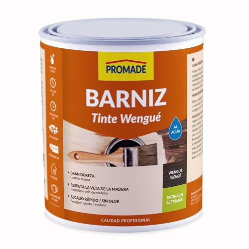 Promade - Barniz Tinte Satinado al Agua – Barniza, Decora y Protege Maderas de Interior - 375 ml (Wengué)…