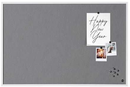 Bi-Office Pinnwand New Basic, Grauem Filz mit Weißem Holzrahmen, 585x385 mm