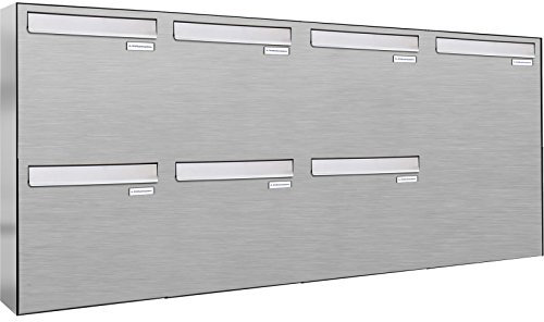 AL Briefkastensysteme 7er Briefkasten für Tür/Zaundurchwurf in V2A Edelstahl, 7 Fach, wetterfeste Premium Briefkastenanlage Design modern