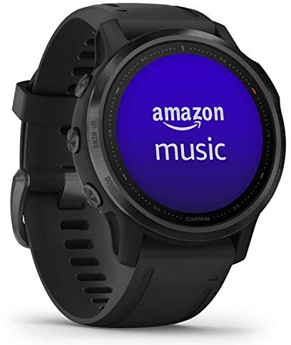 Garmin Fenix 6S Pro, Premium Multisport GPS Watch, Smaller-Sized, Features Mapping, Music, Grade-Adjusted Pace Monitoring and Pulse Ox Sensors, Black with Black Band