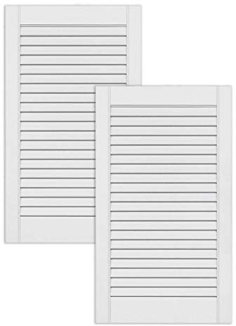 ben+camilla.com 2-er Pack/Zwei Stück Lamellentüren 690 x 394 x 21 mm weiß seidenmatt mit offenen Lamellen Kiefernholz für Regale, Schränke, Möbel - EINBAUFERTIG grundiert & lackiert