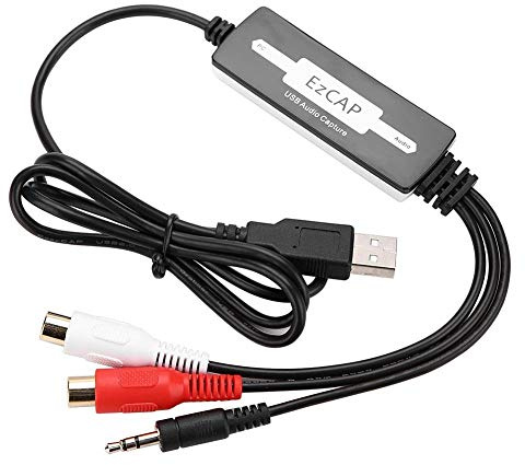 USB Audio Capture Recorder Card Converts Turntable LP/Cassette Tape Audio to MP3/WAV Digital Music Converter Adapter, Support Windows XP/Vista/7/8/8.1/10 and .