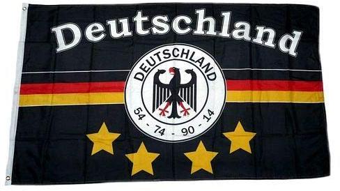 Fahne/Flagge Deutschland Fußball 4 Sterne schwarz 150 x 250 cm