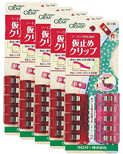 clover 22-736-5 Temporärer Clip-Wert 5er Set, rot/pink, CL22-736-5