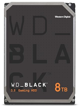 WD_BLACK 8TB Hard Disk interno da 3.5” ad Alte Prestazioni, 7200 RPM Class, SATA 6 GB/s, 128MB Cache, Garanzia 5 anni