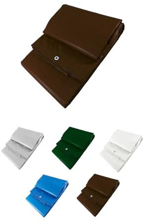 JARDIN202 - Toldo Reforzado Impermeable | Lona Multiusos | con Ojales | Seleccione Medida | 4X6M. (Marrón)