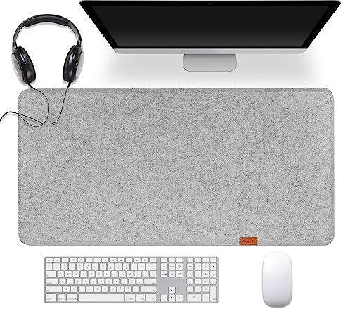 Yudaga Große Filz-Schreibtischunterlage, 80x40 cm, Büro-Filz-Schreibtischmatte, rutschfeste Schreibtischunterlage, Schreibtischschutzmatten, Mauspad, Laptop-Abdeckung (hellgrau)