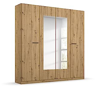 Rauch Möbel Florenz, Kleiderschrank, Farbe Eiche Artisan, Breite 181 cm | Schrank, 4-türig, mit Spiegel, für Schlafzimmer, Gästezimmer, Kinderzimmer, Garderobe, Flur