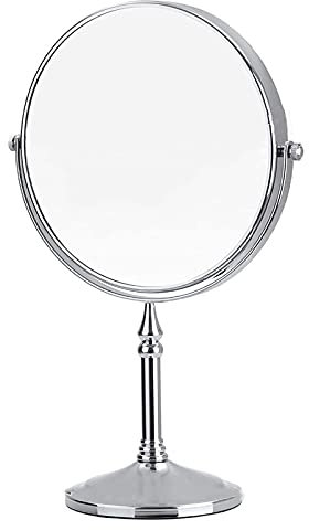 BaHeLs Standspiegel, 8-Zoll-doppelseitiger Messing-Kosmetikspiegel mit 3-facher/5-facher/7-facher/10-facher Vergrößerung, drehbare Tisch-Rasierspiegel, Chrom, 5-Fach (Chrom 7-Fach)