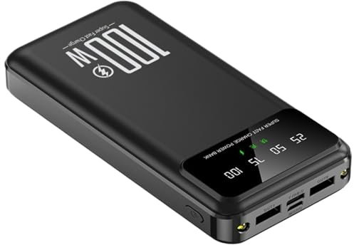 Power Bank 20000mAh 100W Puerto Dual Carga Súper Rápida Cargador De Batería Externo Portátil Compatible con iPhone Compatible con Xiaomi Compatible con Huawei Compatible con Samsung (Size : Black)